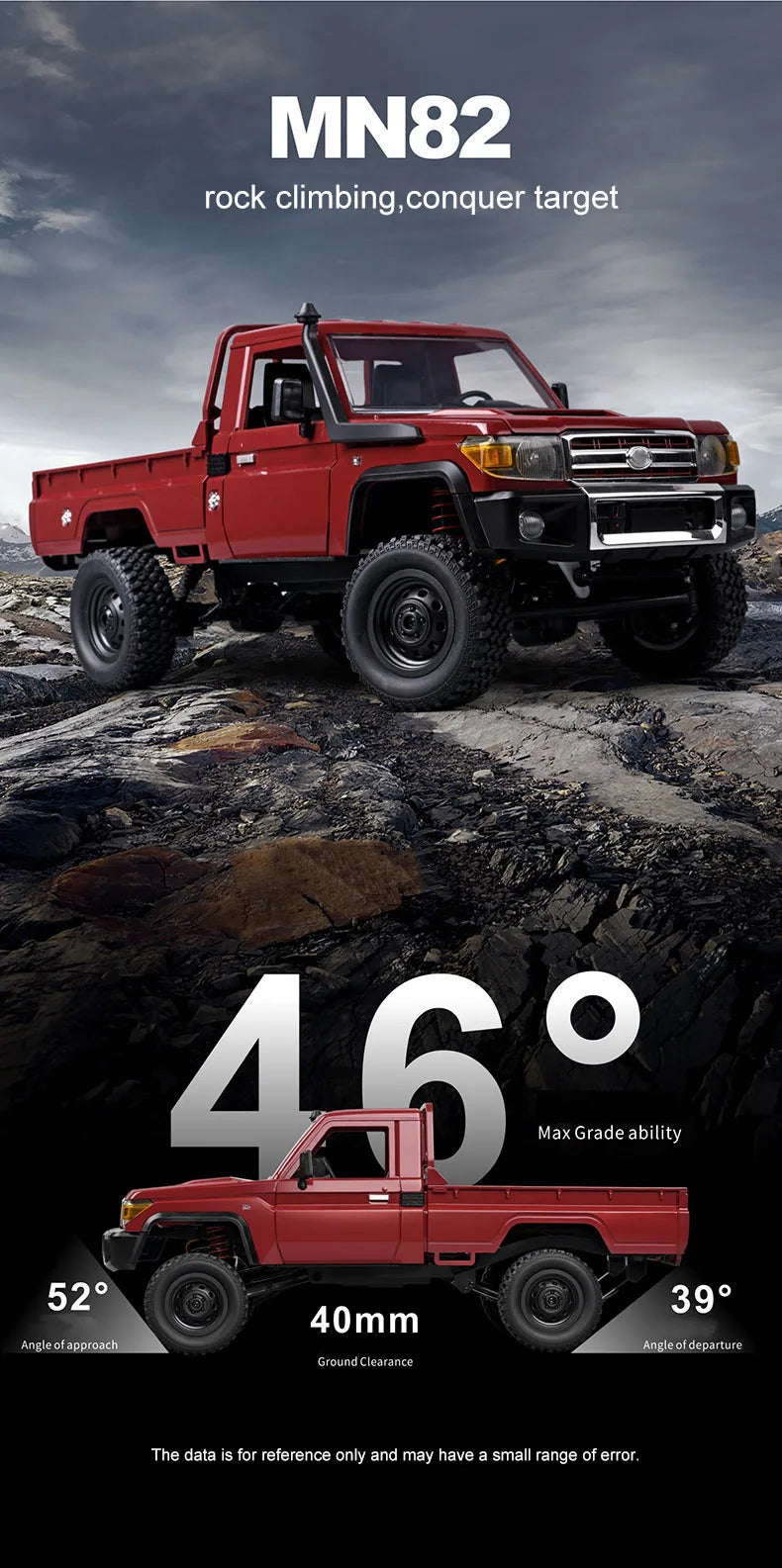 MN82 1:12 Scale 4WD RC Off-Road Crawler – 2.4G RTR Proportional Remote Control Car