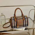 Large Capacity Stripe Plaid Shoulder Bag – PU Crossbody Tote with Adjustable Strap & Zip Closure