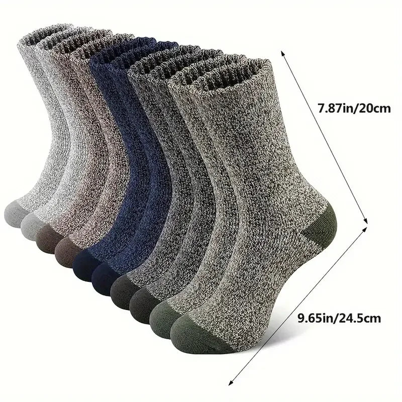 Cotton-Blend Winter Hiking Socks, 5 Pairs