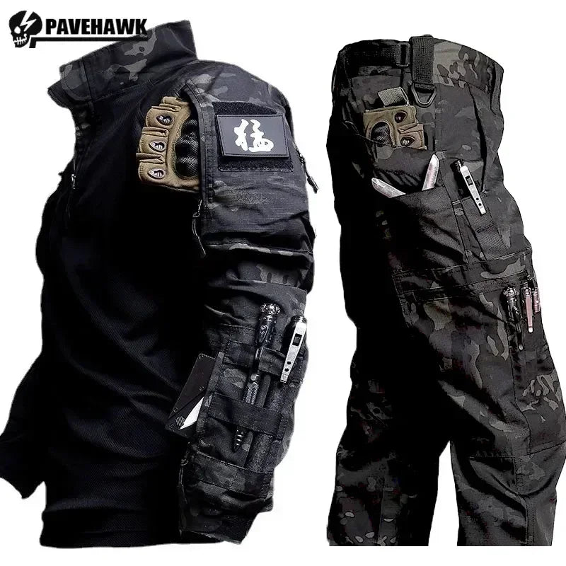 Men's Tactical Camo Combat 2-Piece Set – Waterproof Quick-Dry Hunting Training Suit