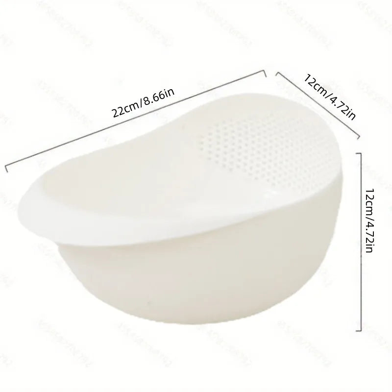 Rinse Rice, Veggies & More — Multi-Purpose Rice Drainage Basket | Oval Colander Sieve, Fine Holes, Eco-Friendly Plastic
