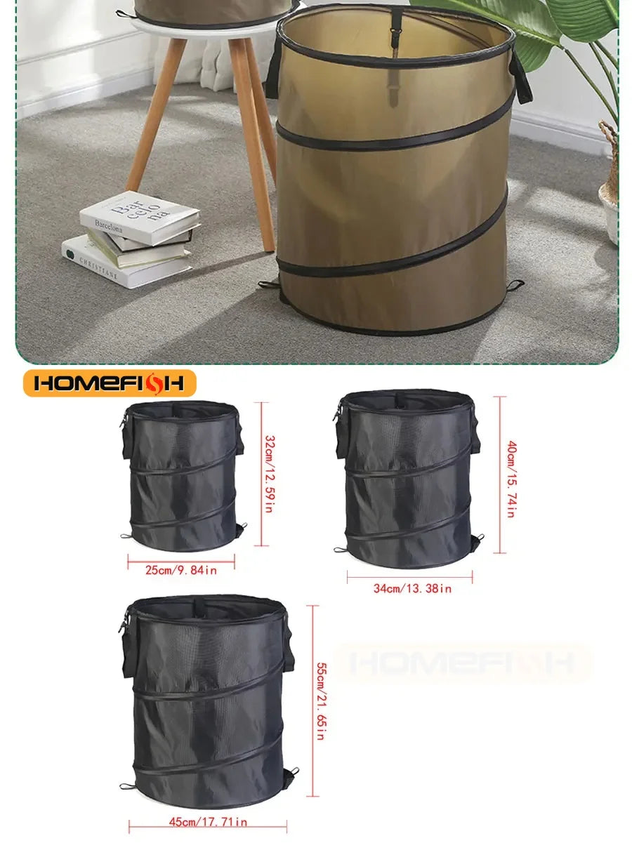 Pop-Up Folding Trash Can — Portable Outdoor Camping Garden Garbage Bag Leaf Bucket