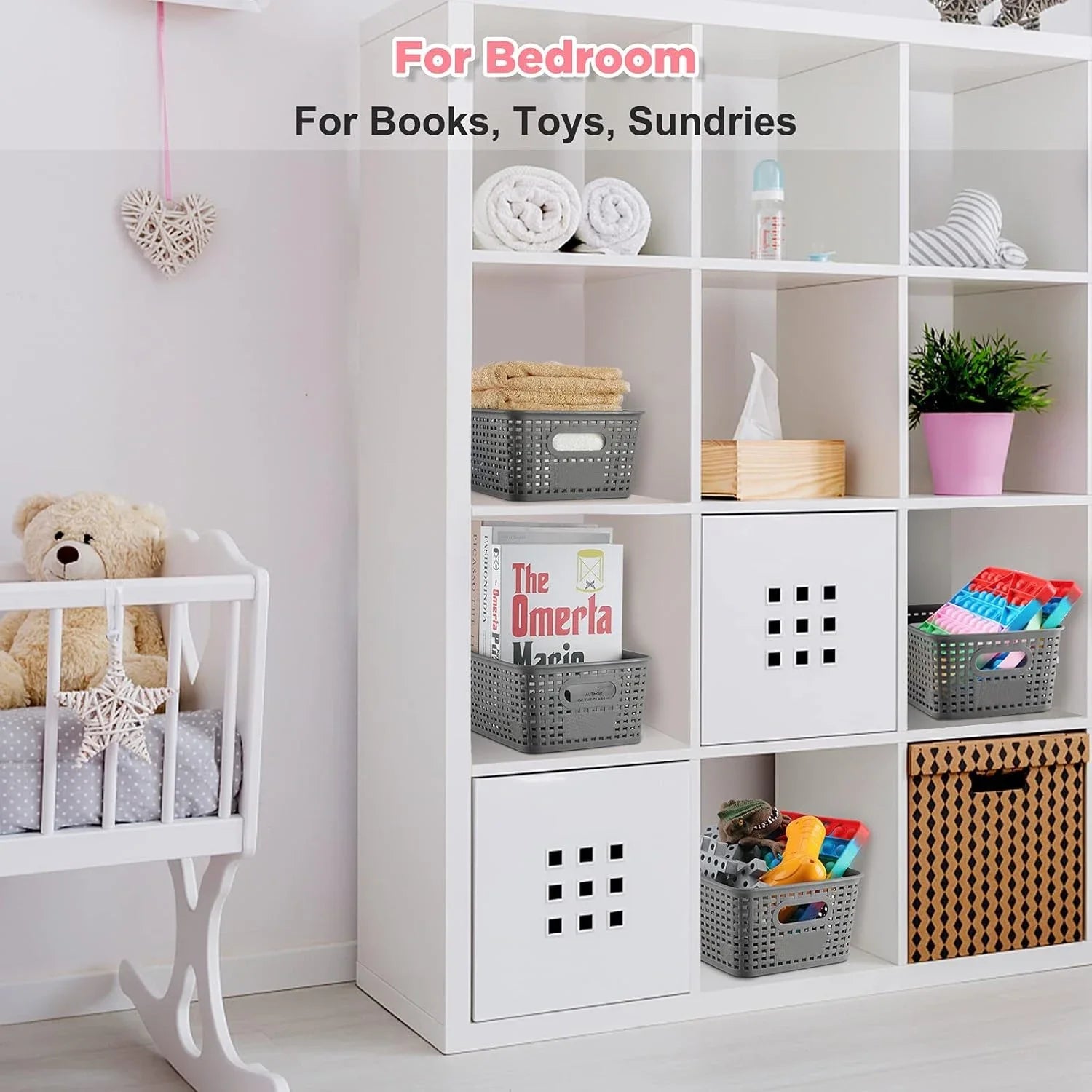 6-Pack Plastic Woven Storage Organizer Baskets — Kitchen & Sundry Boxes