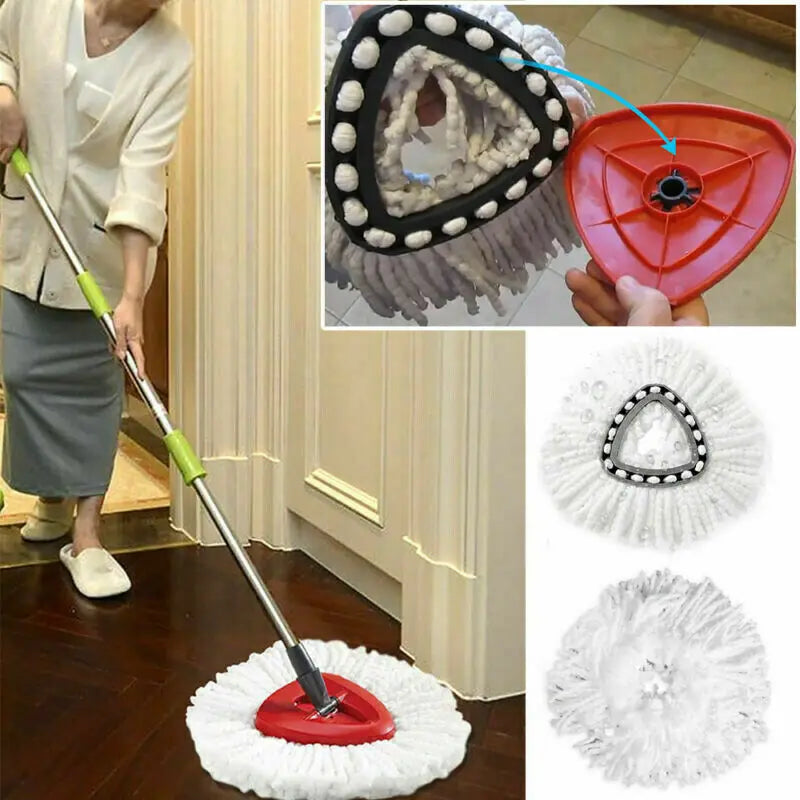 360° Spin Mop Microfiber Replacement Refill Head — Easy Wring 2-in-1 Turbo Floor Mop Refill