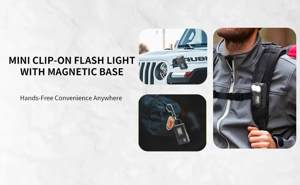 Mini USB Rechargeable LED Flashlight – COB Side Light, Magnetic Tail & Emergency Camping Lantern