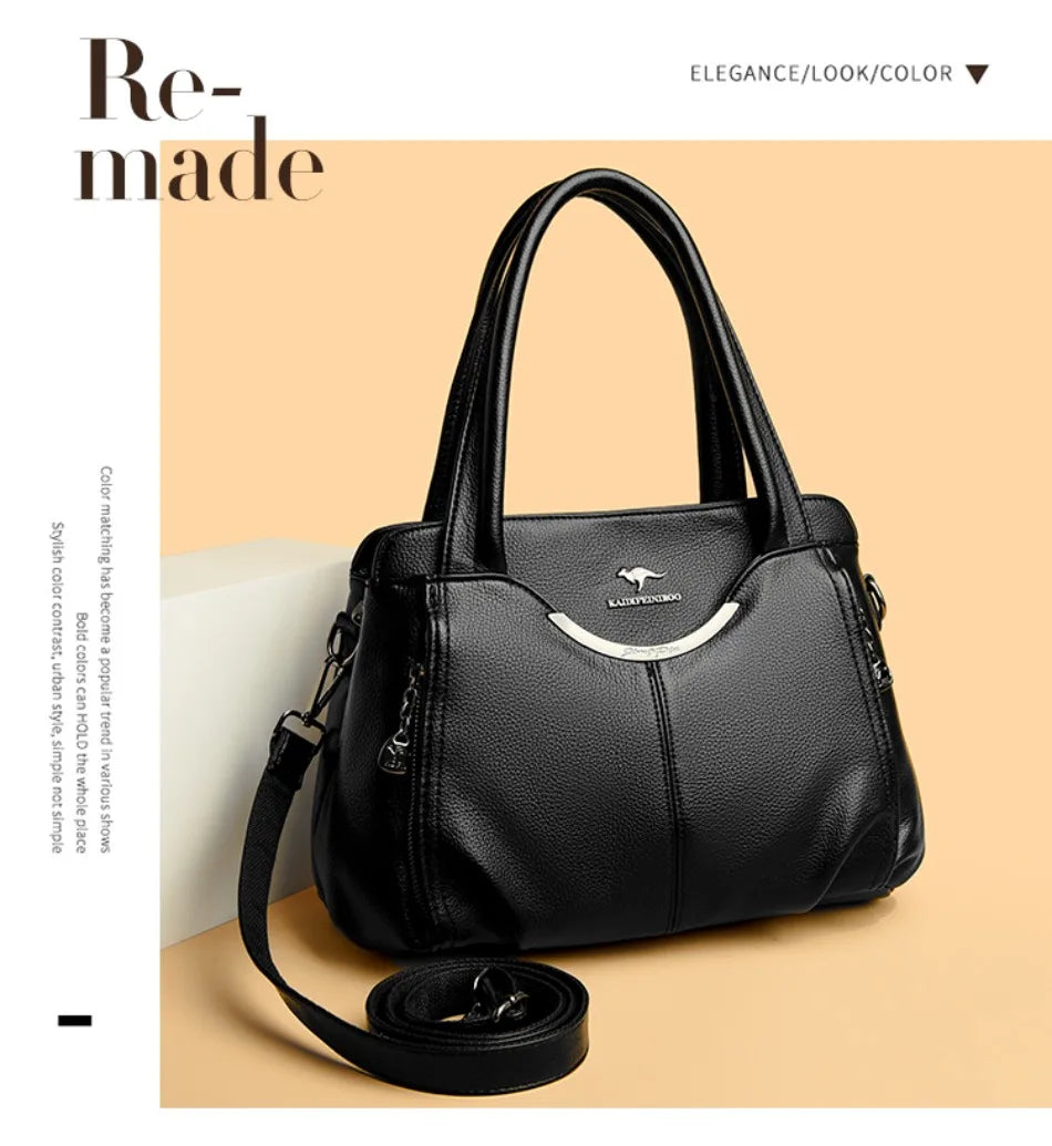 Genuine Leather Luxury Tote Crossbody Shoulder Bag – Large Casual Handbag for Women