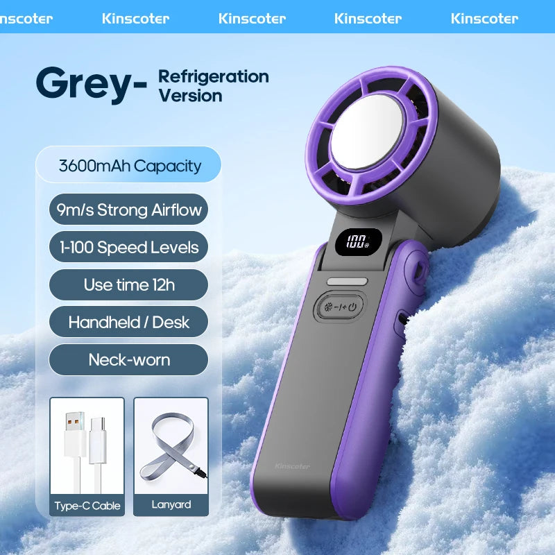 Rechargeable Handheld Fan with Optional Ice Cooling