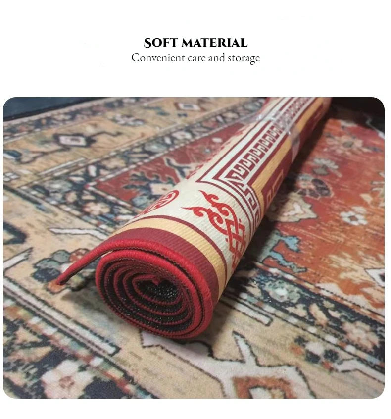 European Luxury Large Area Rug – Washable Non-Slip Carpet for Living Room & Bedroom