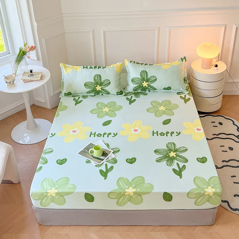 Bonenjoy Carrot Pattern Fitted Sheet – Elastic Mattress Cover, Twin to King, Adults & Kids