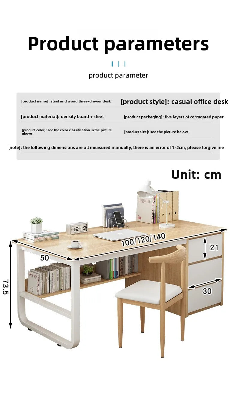 Modern Desk with Integrated Bookshelf — Student Writing Desk, Home Computer Desk & Bedroom Study Table
