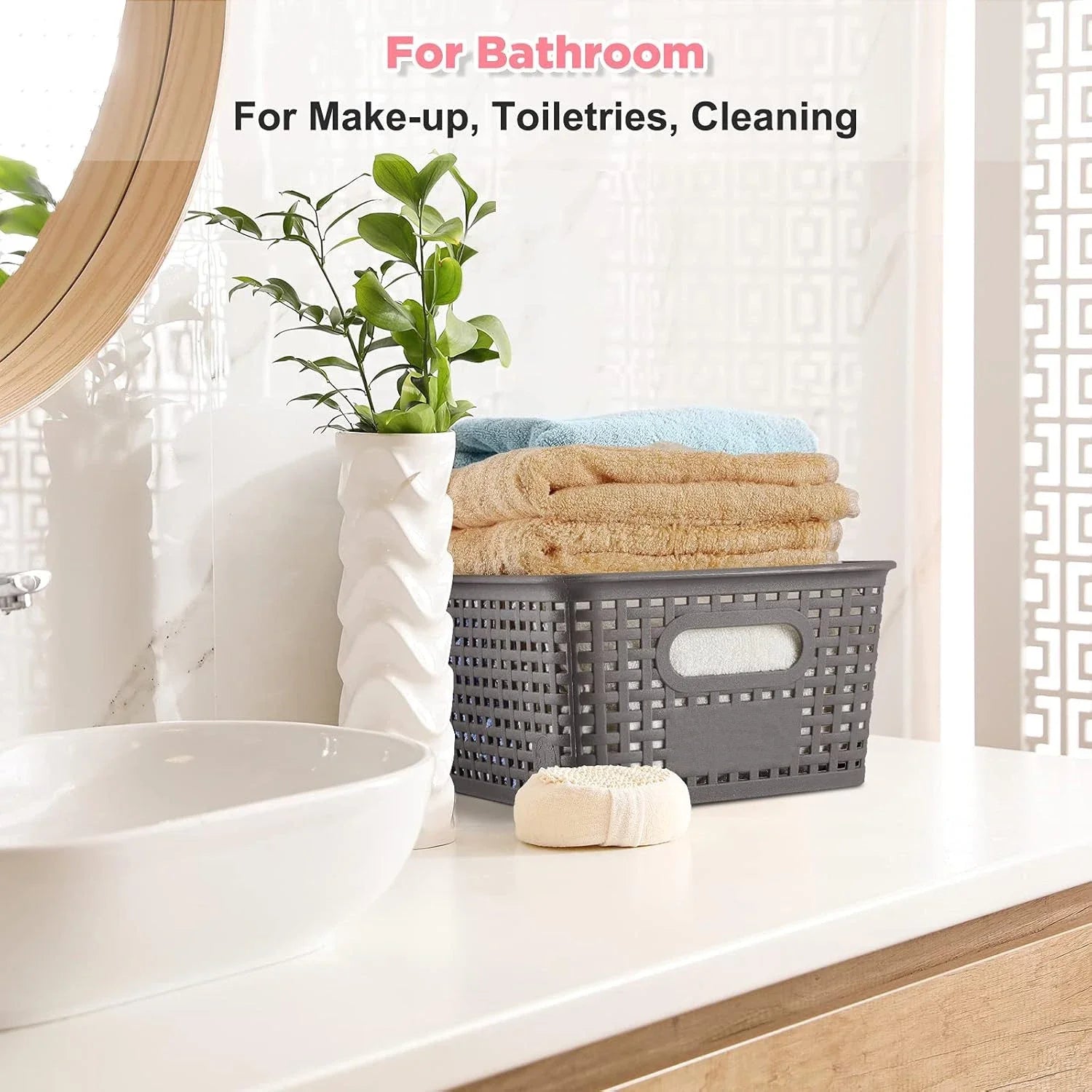 6-Pack Plastic Woven Storage Organizer Baskets — Kitchen & Sundry Boxes