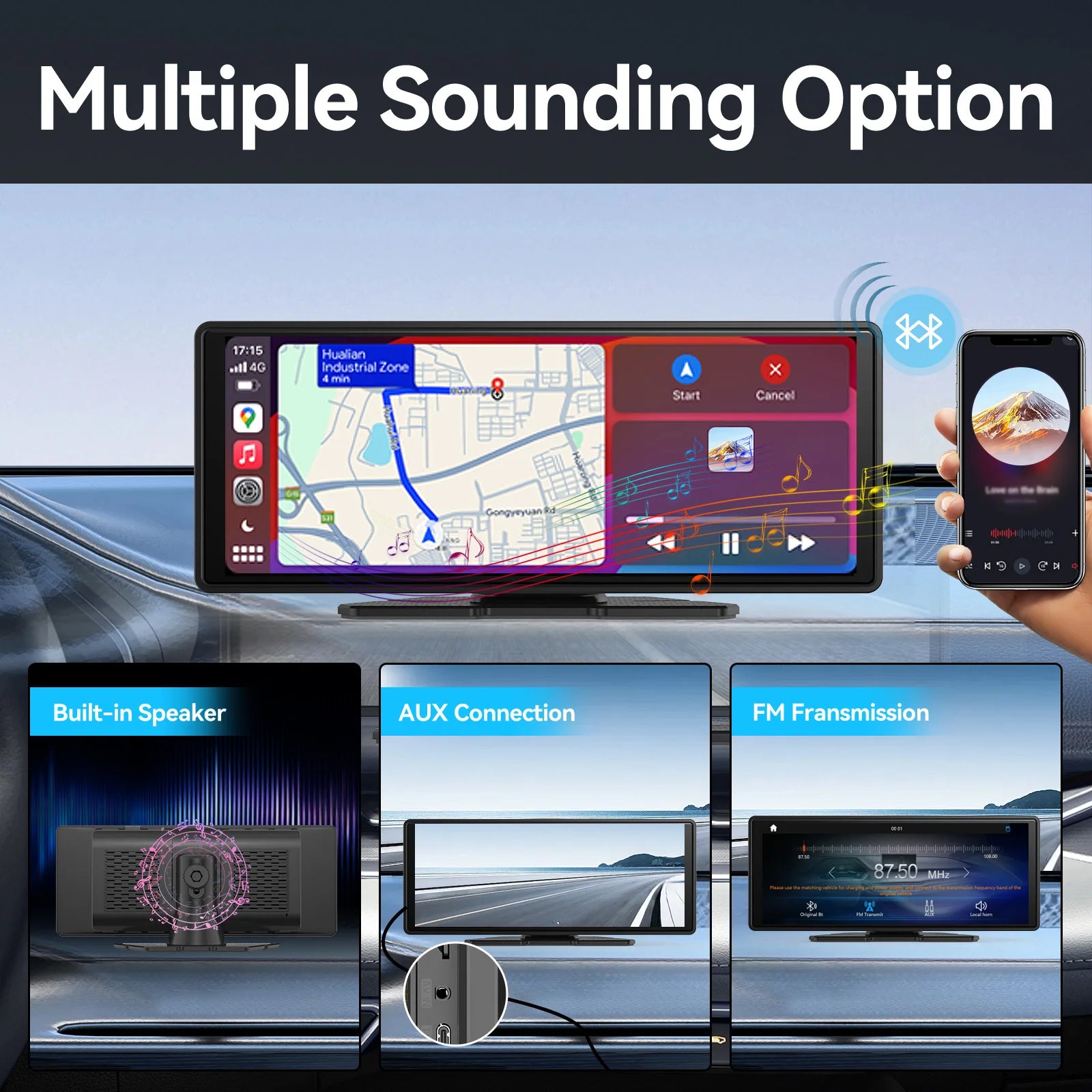 Wireless CarPlay Screen for Car – 10.26" Android Auto Touchscreen Stereo System