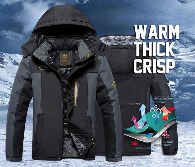 Men's Thick Waterproof Hooded Parka – Plus Size Military Fleece Jacket up to 9XL