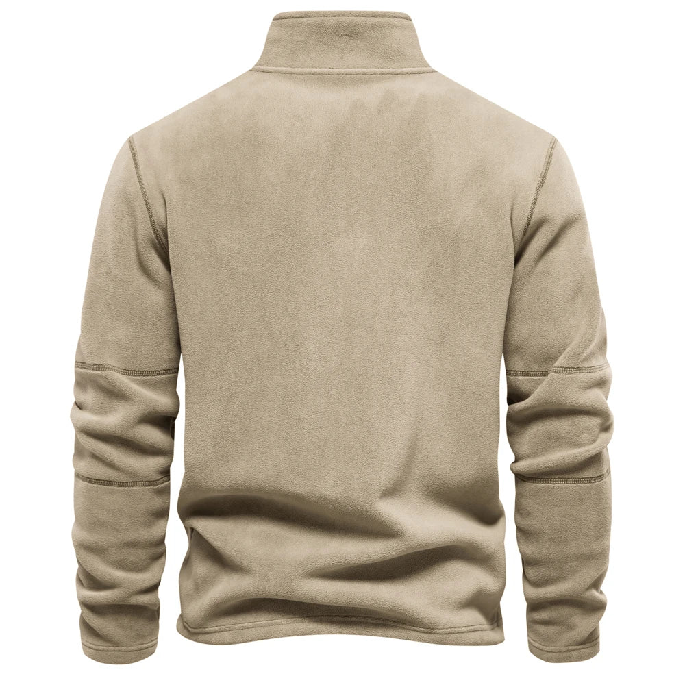 Men's Zip Neck Fleece Pullover Sweatshirt — Quarter-Zip Warm Layering Top