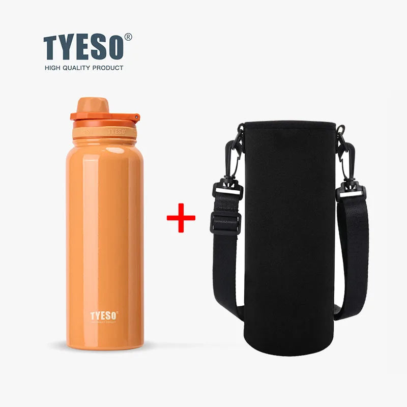 TYESO 304 SS Vacuum Thermos Bottle – Wide Mouth, Leakproof, 6–12Hr, 600–1200ml, 10+ Colors, Optional Cup Bag