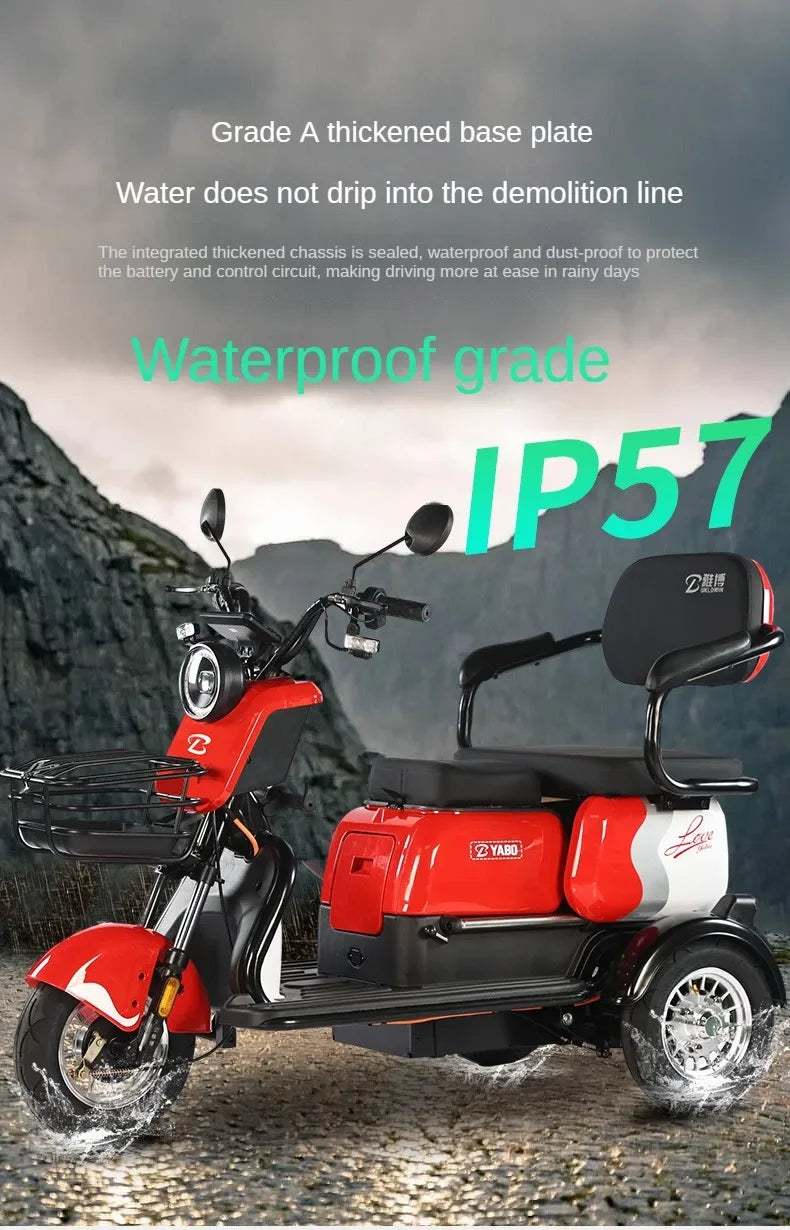 3-Wheel Electric Mobility Scooter for Adults, Long-Range Tricycle
