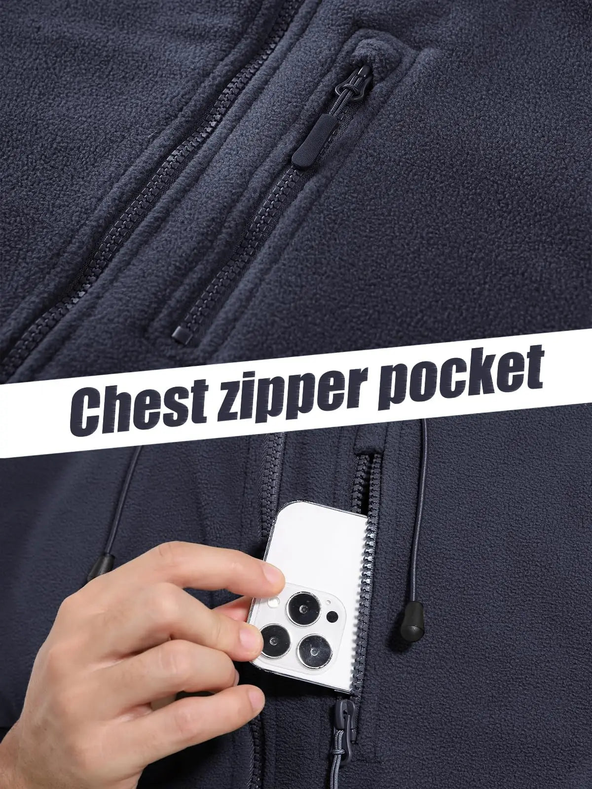TACVASEN Men's Hooded Fleece Jacket – Full-Zip Windproof Warm Work Coat for Outdoor & Office