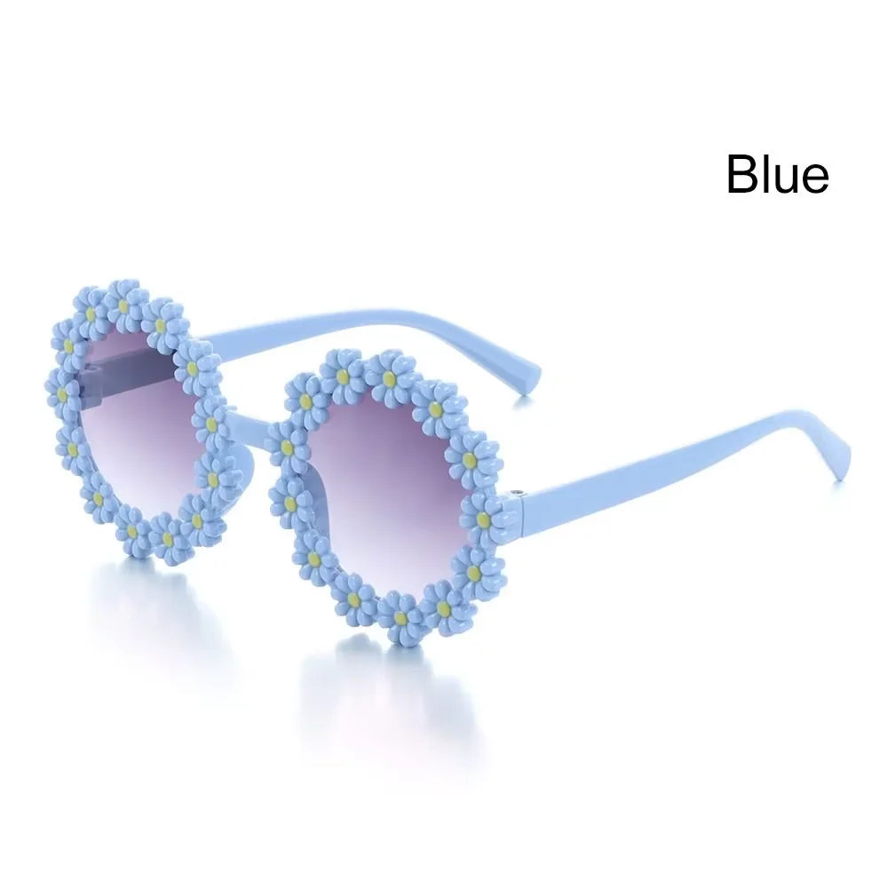 Kids Round Flower Daisy Sunglasses | Cute UV Protection Outdoor Party Shades for Children