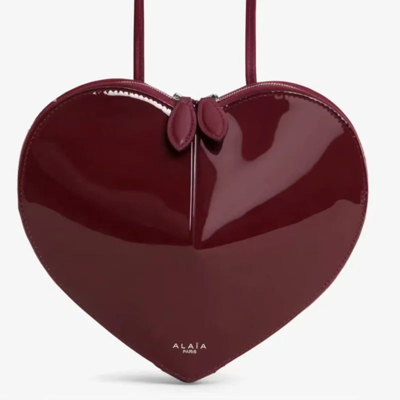 Genuine Leather 3D Heart-Shaped Shoulder Bag – Niche Style Crossbody Underarm Bag for Women
