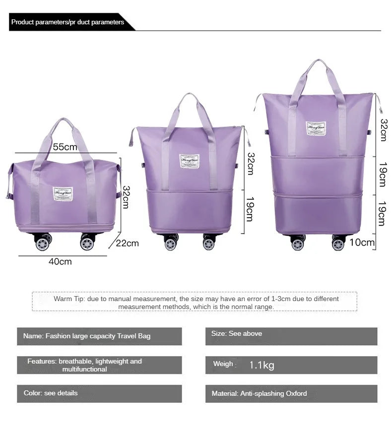 Expandable Fitness Travel Bag – Wet-Dry Storage & Wheels