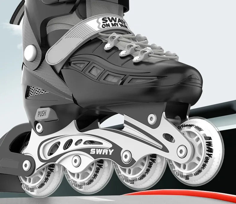 Adult Inline Roller Skates – Beginner Outdoor PU Street Freestyle Sneakers with 4 Wheels