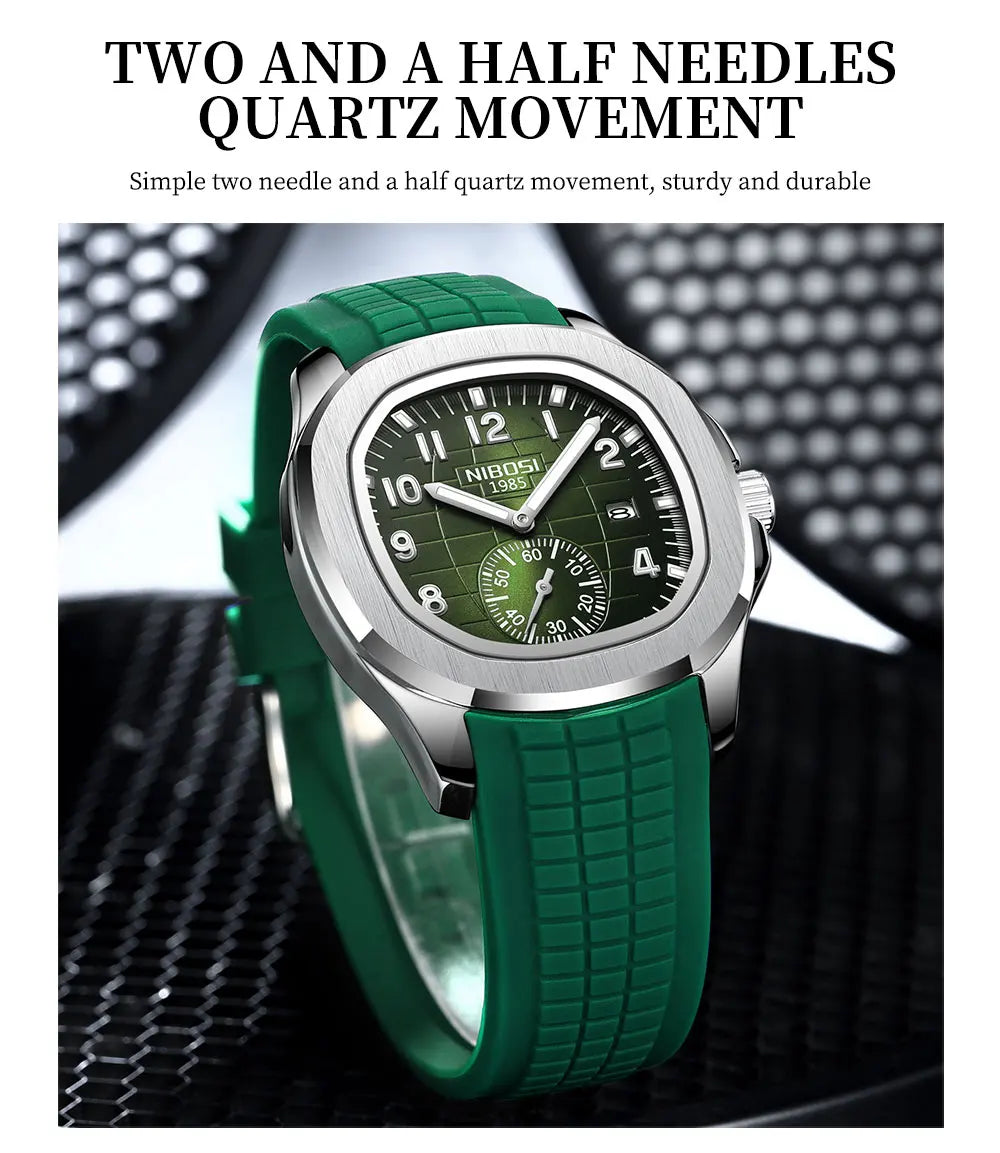 NIBOSI Men's AQUANAUT Sport Quartz Watch | Luxury Auto Date Luminous Waterproof Wristwatch