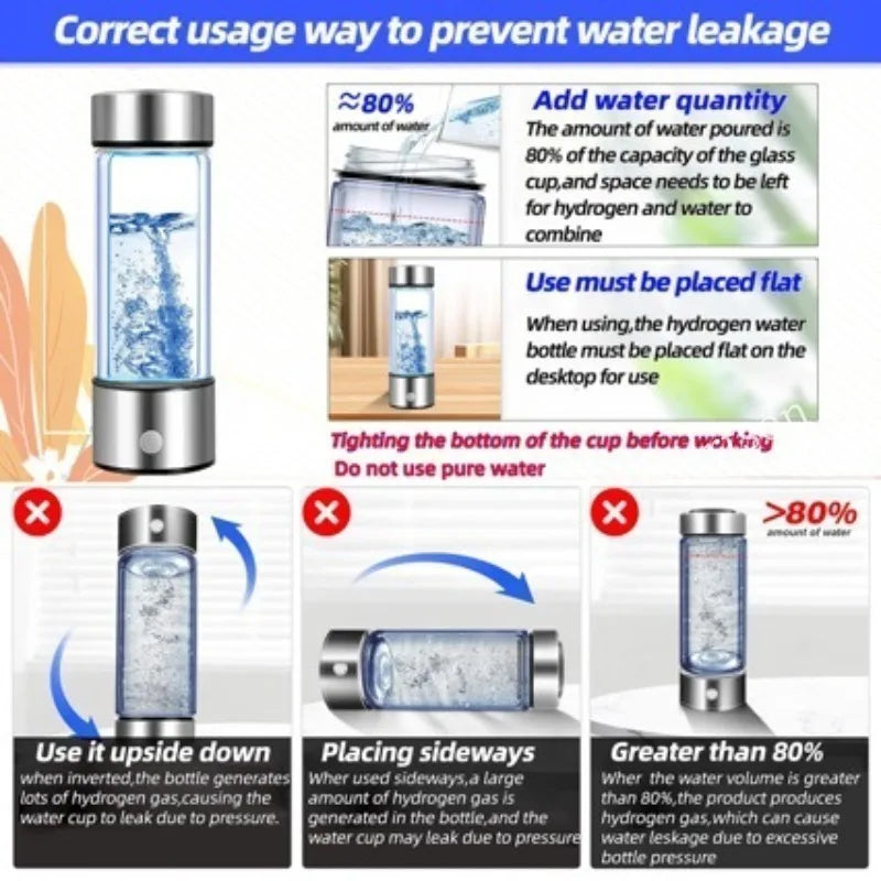 Hydrogen-Rich Water Cup — Portable USB Electric Generator with Titanium Filter