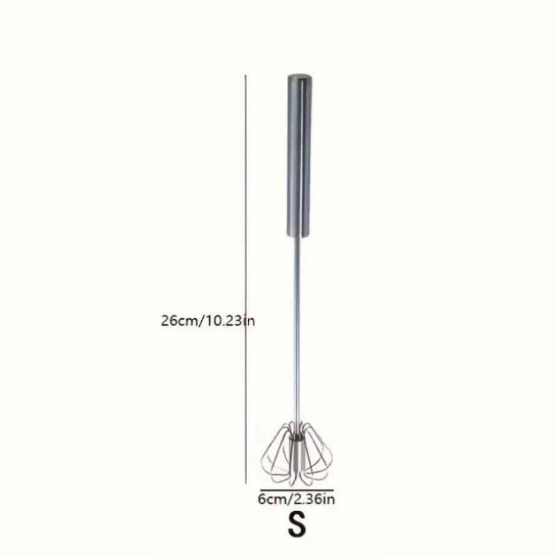 Whisk Faster. Bake Better. — Stainless Steel Semi-Automatic Egg Beater | S/M/L Sizes, Hand Push Mixer, Milk Frother, Kitchen Baking Tool
