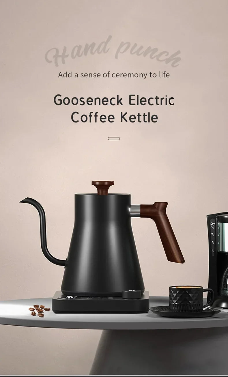 900ml Electric Gooseneck Kettle – 1200W, Stainless Steel, Temperature Control for Coffee & Tea