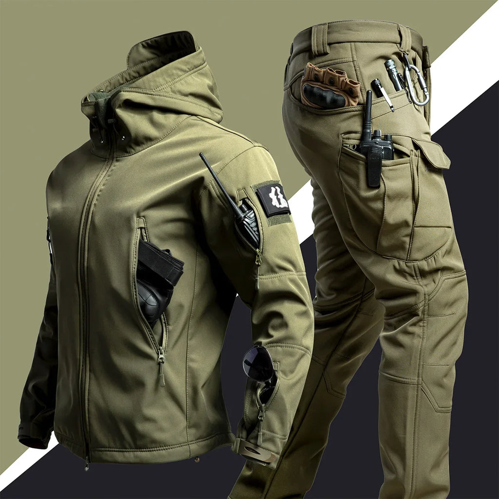 Men's Tactical Fleece Set – Waterproof Soft Shell Jacket & Pants