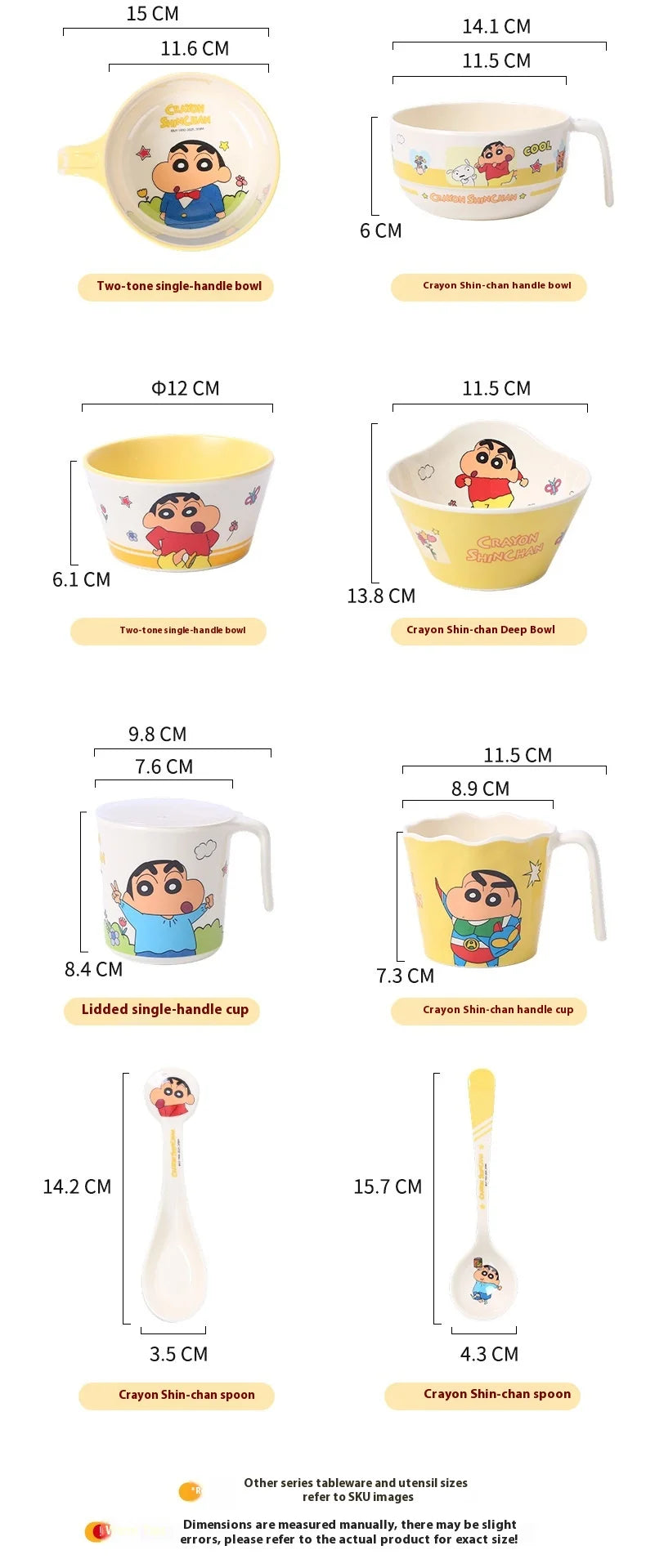 Crayon Cartoon Children's Bowl Set — Soup Bowl & Divided Plate