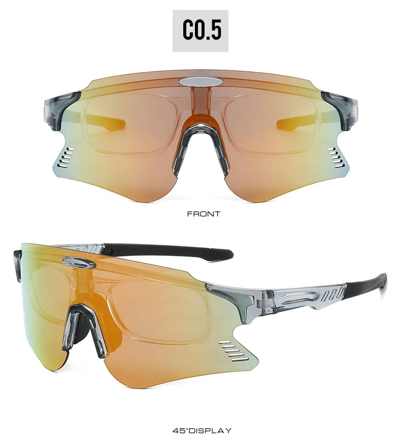 KAMMPT Oversized Sports Cycling Sunglasses | Mirror Anti-UV Windproof Protective Shades for Men & Women