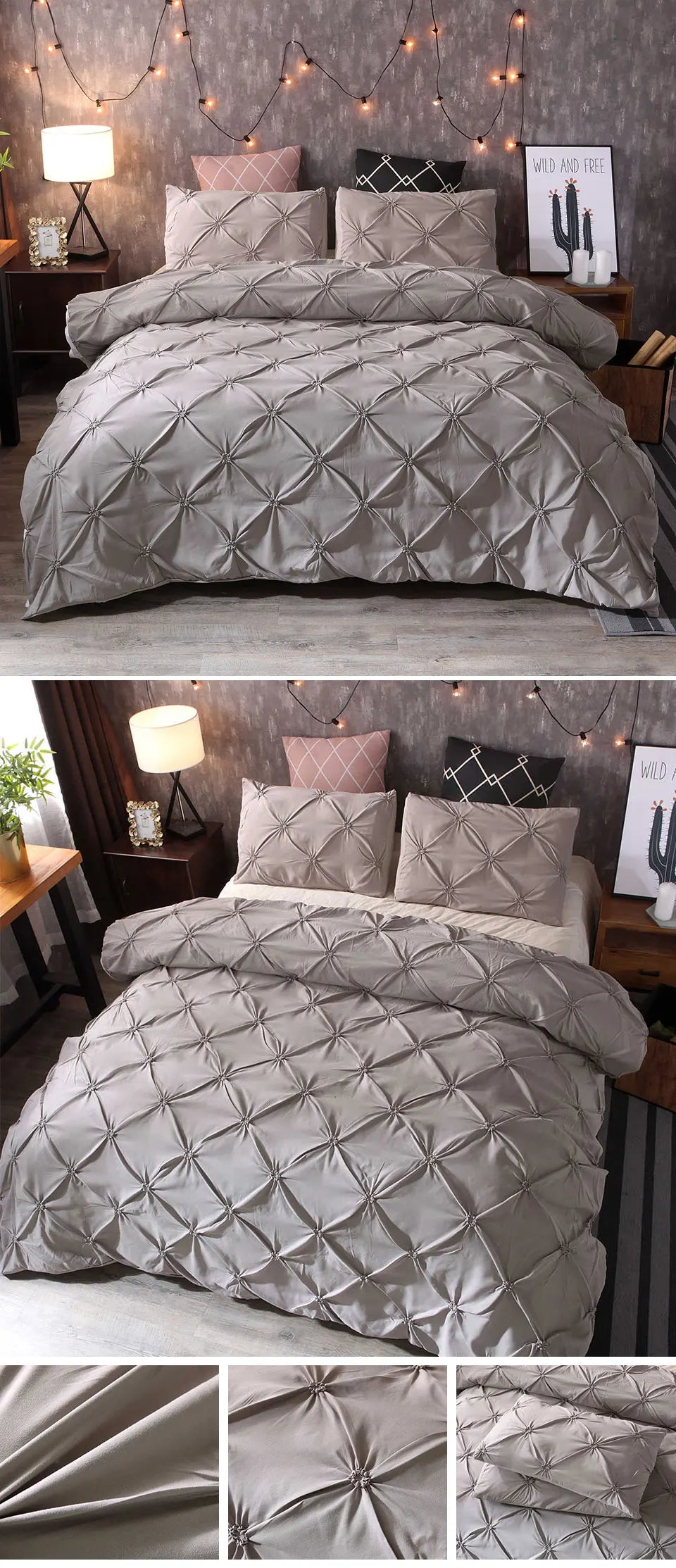 100% Egyptian Cotton Pinch Pleat Duvet Cover Set – 600TC with Zipper & Corner Ties, 8 Colors & 7 Sizes