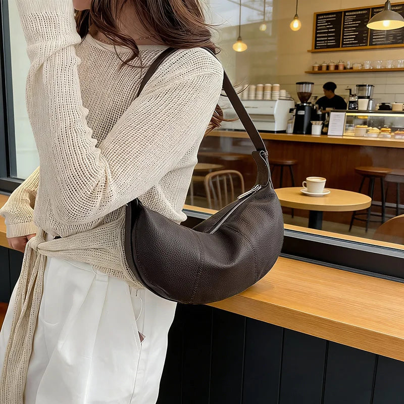 badiman 100% Genuine Cowhide Leather Tote Shoulder Crossbody Bag – Vintage Rivet Sequin Commuter Handbag for Women