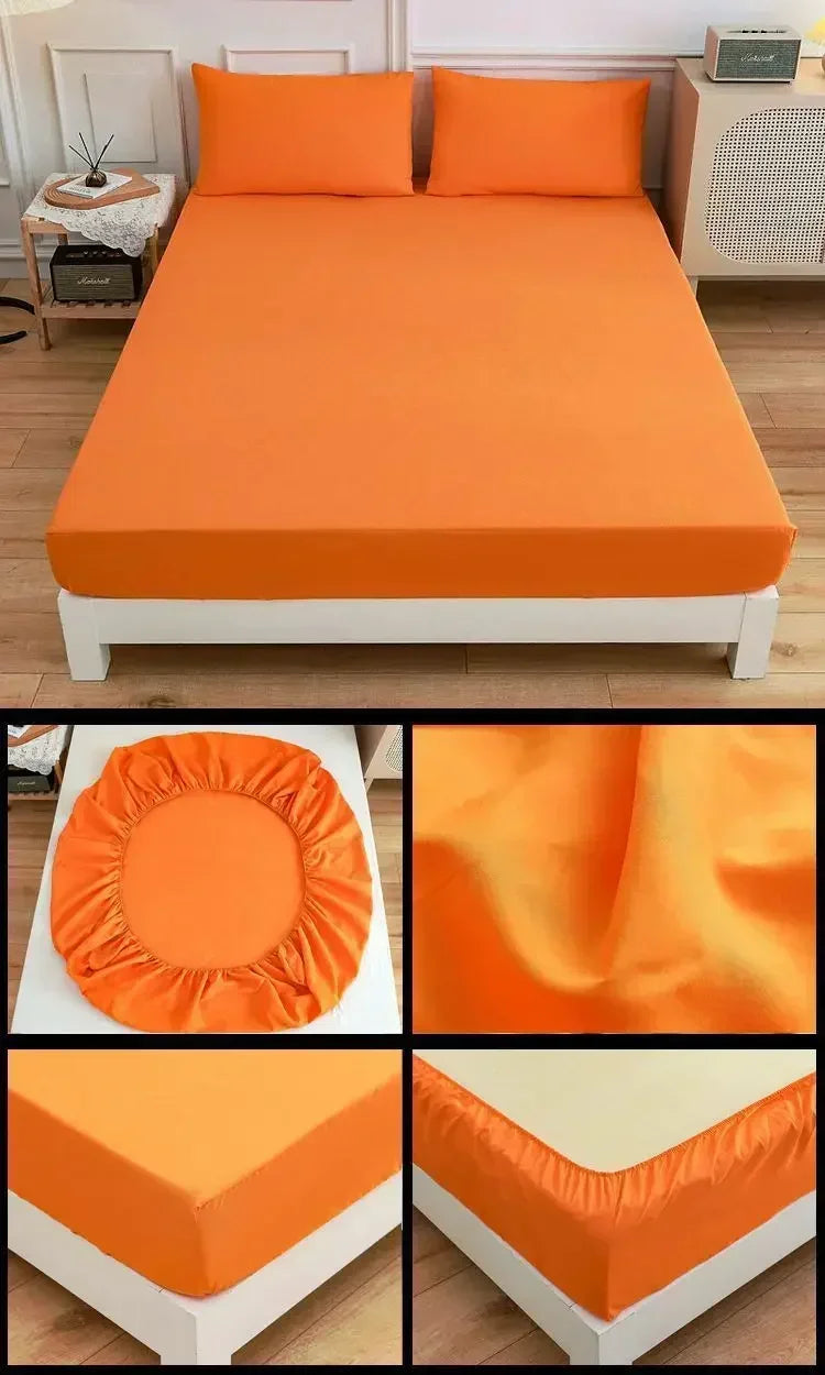 High-Quality Elastic Fitted Sheet – Solid Color Mattress Cover, 80–200cm, Single to King