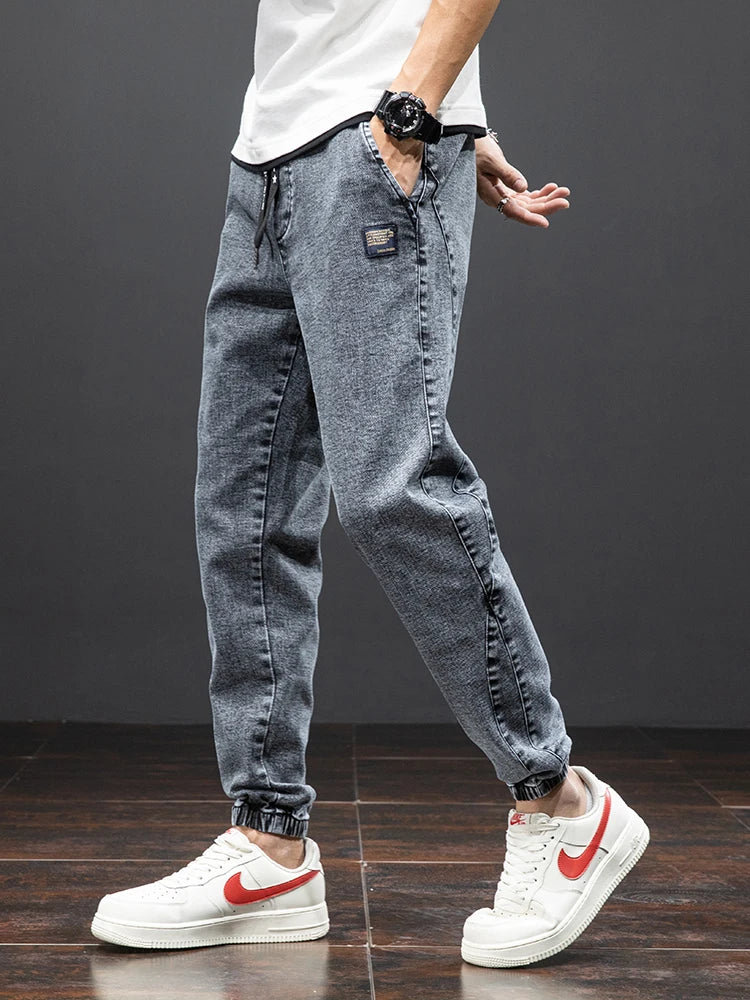 Men's Baggy Cargo Denim Jogger Pants — Streetwear Harem Jean Trousers Plus Size