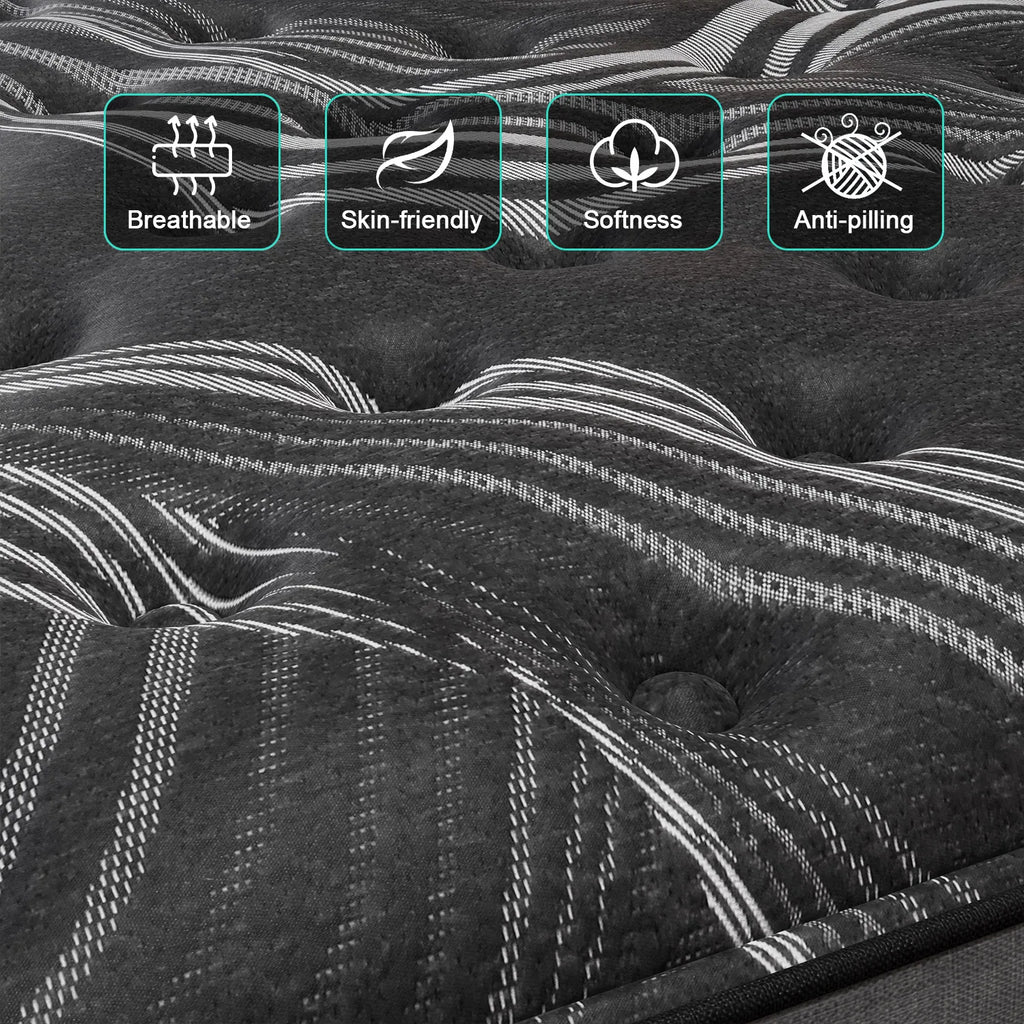 12" Gel Memory Foam Hybrid Pocket Spring Mattress – Medium Firm, Motion Isolation, Twin to King, Boxed