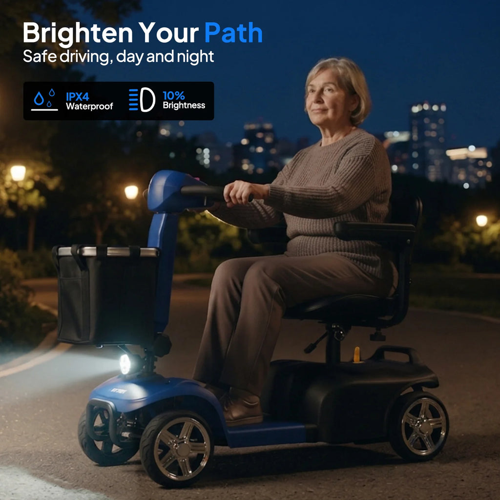 Foldable 4-Wheel Mobility Scooter – 250W, 10-Mile Range