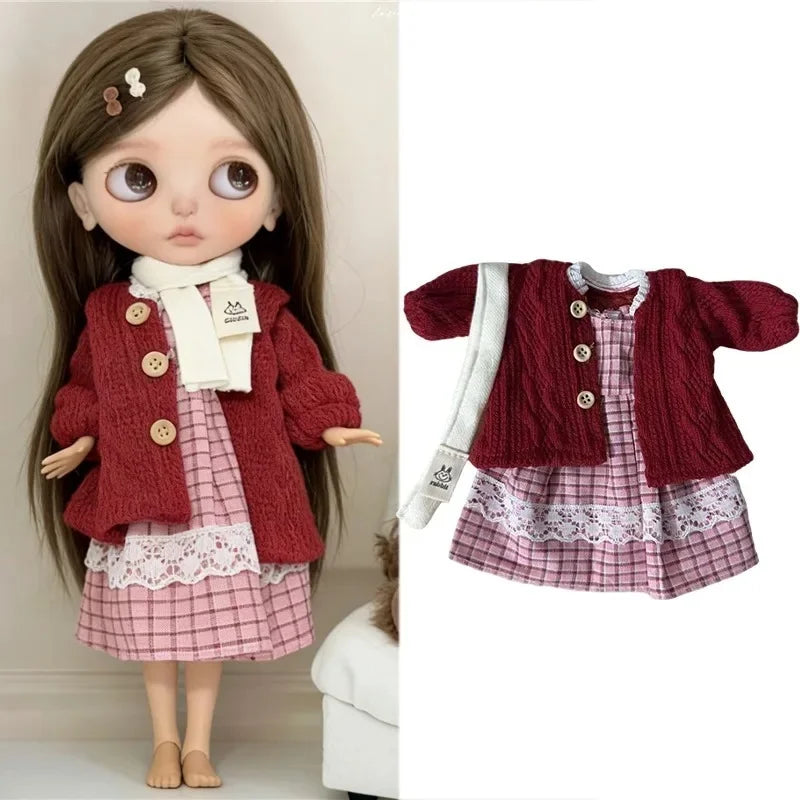 Blythe Doll Outfit Clothing Set – Princess Lace Maid Skirt & Vintage Dress Accessories for OB24 OB22 1/6