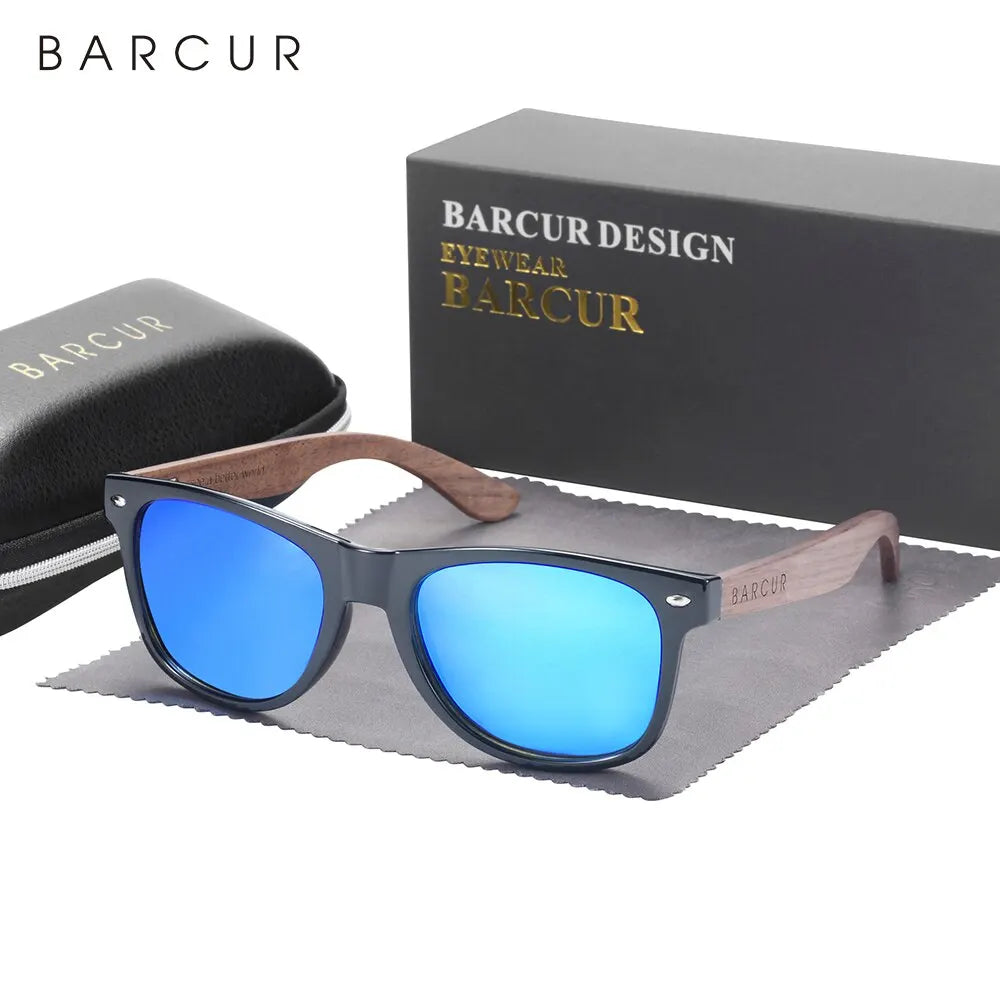 BARCUR Natural Wooden Polarized Sunglasses | Black Walnut UV400 Men's Eyewear