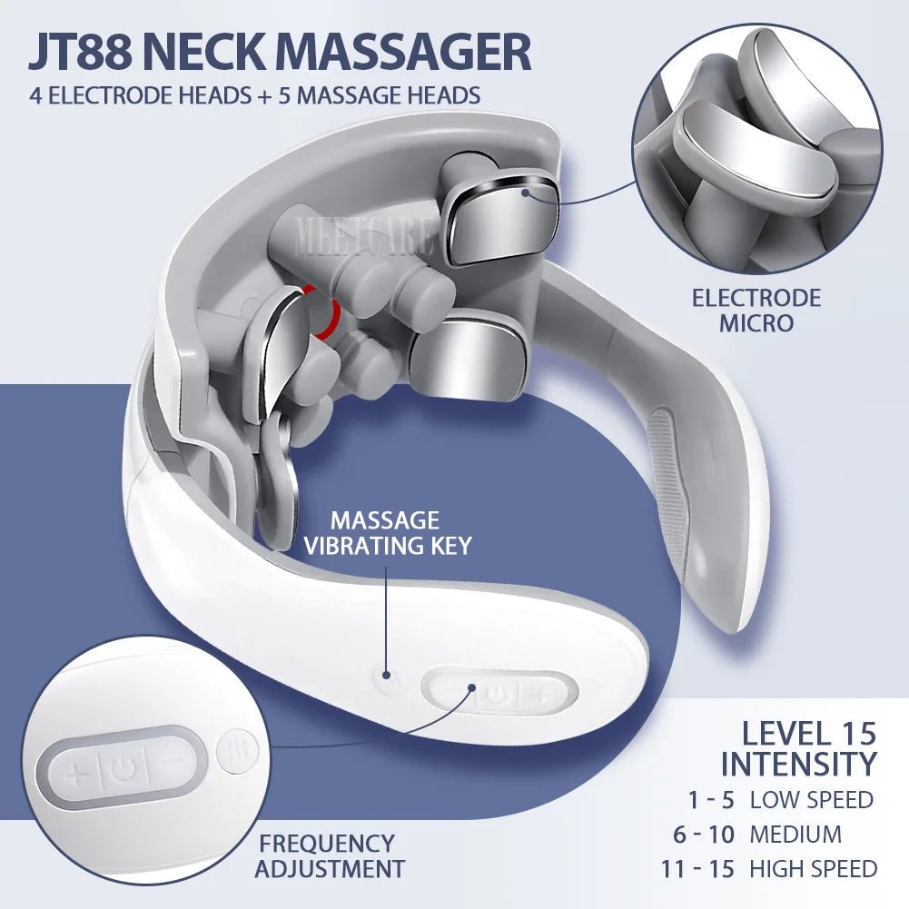TENS Pulse Neck & Shoulder Massager – Cervical Muscle Relief with EMS & Heat