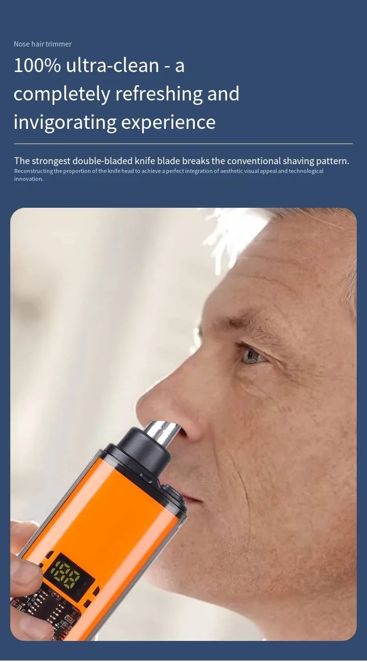 Clean. Precise. Painless. — Portable Rechargeable Nose & Ear Hair Trimmer | Mini Compact Design, Safe Blade, Men’s Grooming