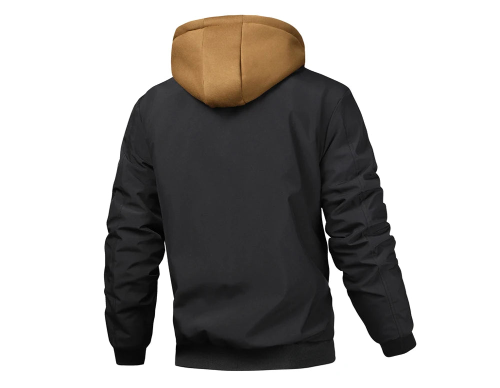Men's Hooded Windbreaker Jacket – Zip-Front Casual Layer