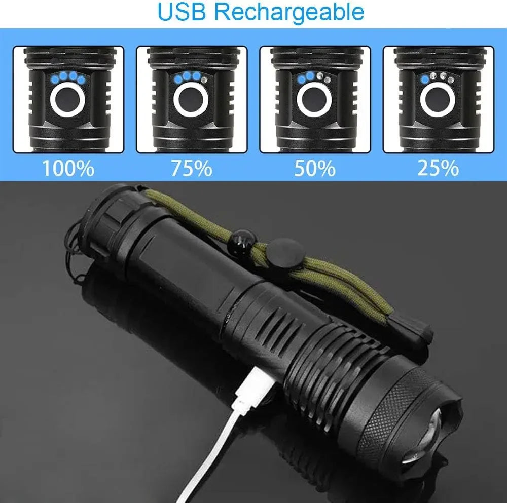 High Power LED Tactical Flashlight – Rechargeable Super Bright Hunting Torch