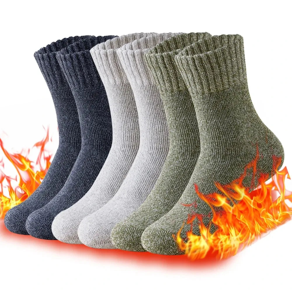 Men's Cotton-Blend Winter Socks, 3 Pairs