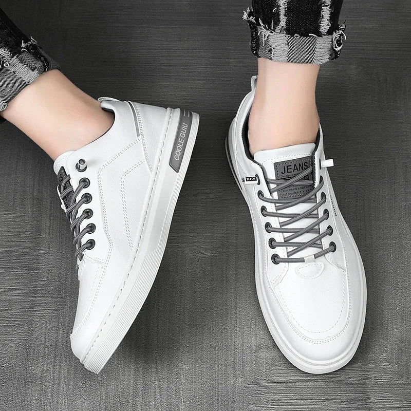 Men’s Breathable White Casual Sneakers — Lightweight Everyday Shoes