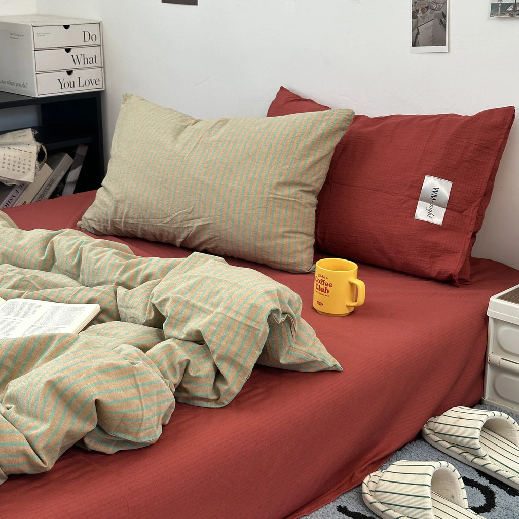 Stripe Bedding Comforter Set – Duvet Cover, Bed Sheet & Pillowcase, Single to King
