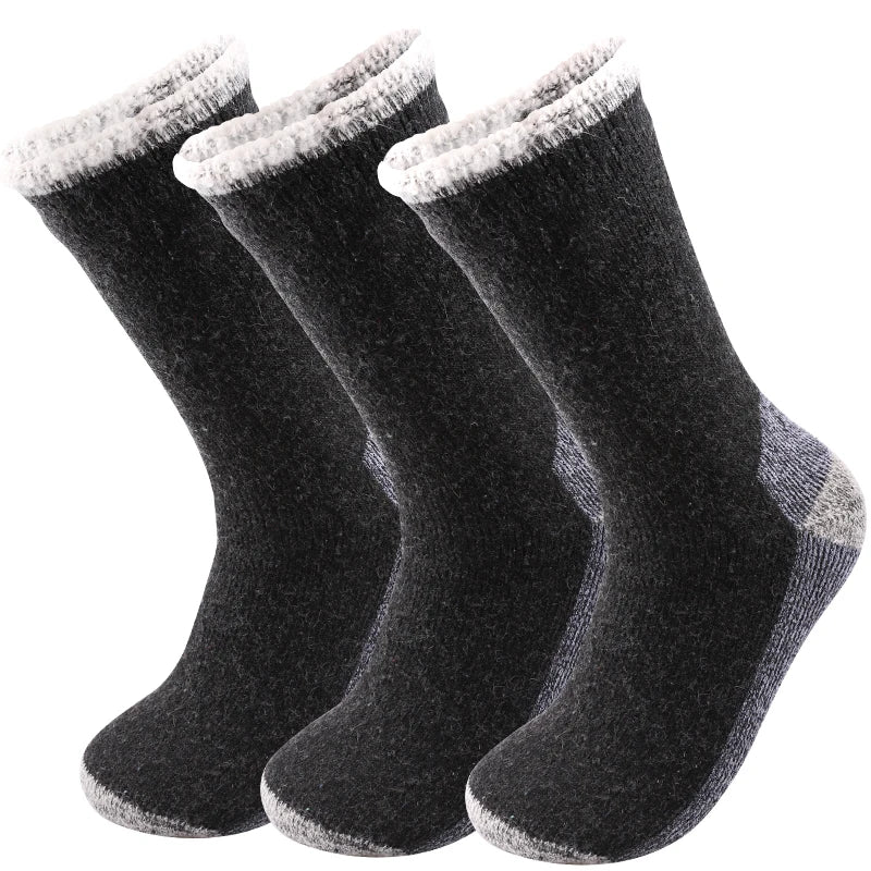 Men's Thick Wool-Blend Crew Socks, 3 Pairs