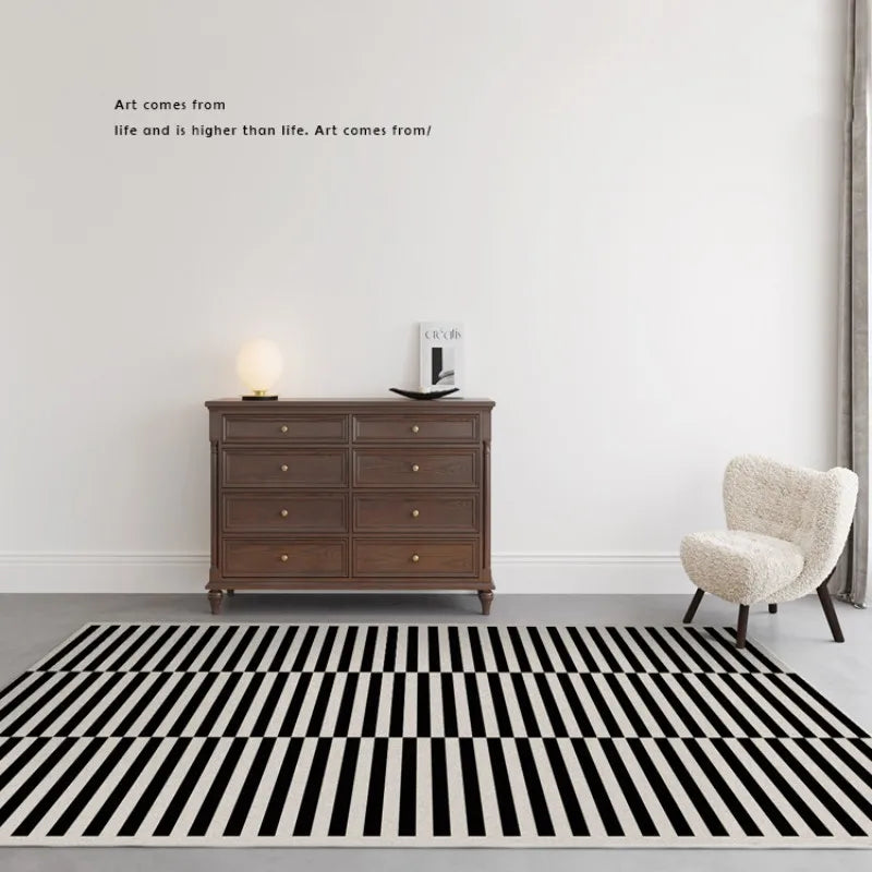 French Retro Checkerboard Plush Rug – Large Area Plaid Carpet for Bedroom & Living Room, 20 Styles & 10 Sizes