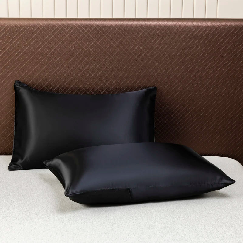 Luxury Ice Silk Satin Bedding Set – Solid Color Duvet Cover with Pillowcases, Queen & King